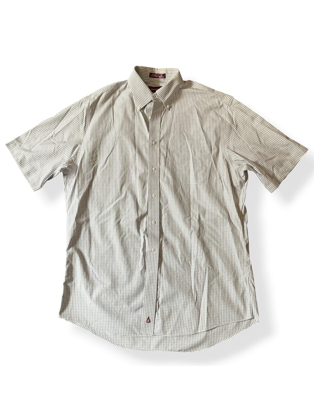Nordstorm Short Sleeve Button-Up Shirt Plaid Cotton White Mens Size 16